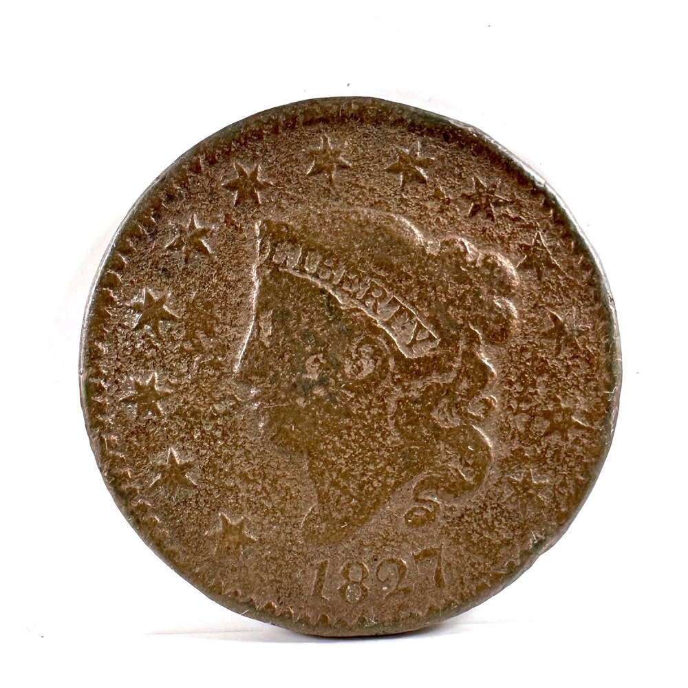US Mint 1827 Matron Head Large Cent One Cent Brown Fair Copper Coronet Liberty